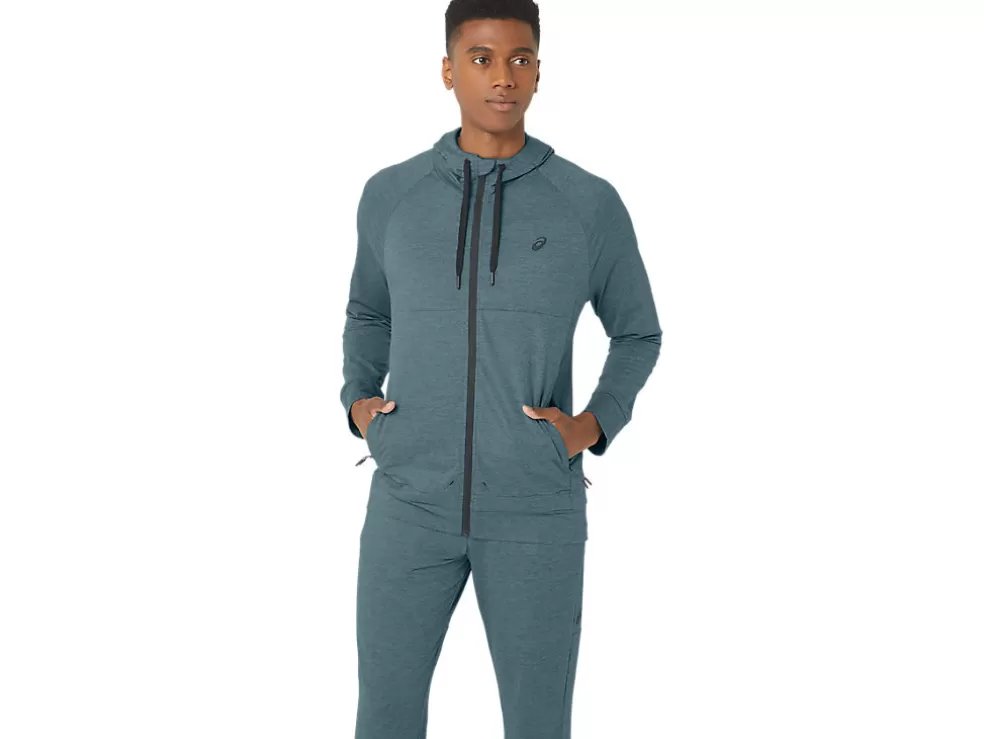 Outlet ASICS MEN TECH FZ HOODIE 2.0 Foggy Teal Spacedye