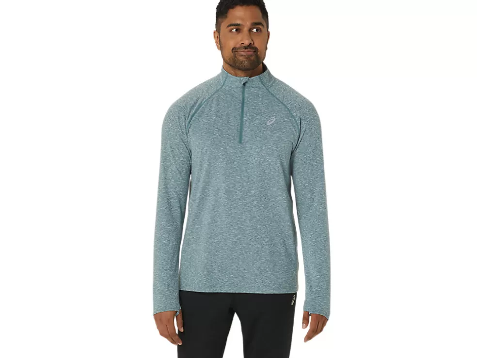 Best ASICS MEN TRAIN SANA 1/2 ZIP Foggy Teal Heather