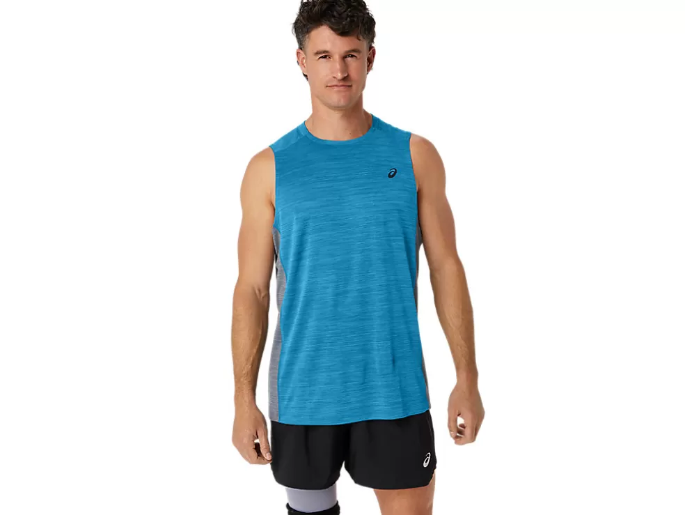 Best ASICS MEN TRAIN SANA MUSCLE TANK Island Blue/Sheet Rock