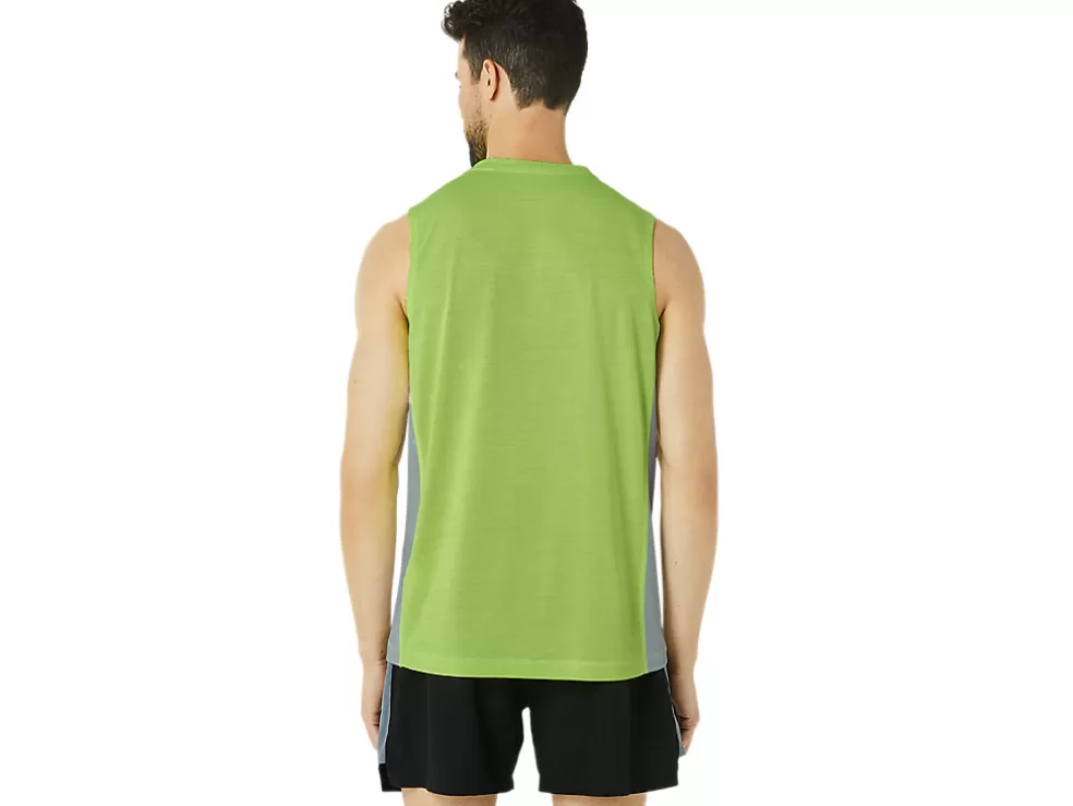 Shop ASICS MEN TRAIN SANA MUSCLE TANK Lime Zest/Sheet Rock