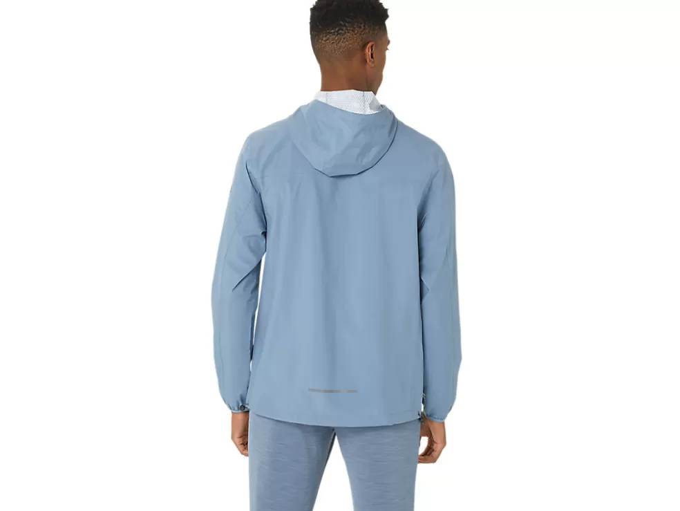 Discount ASICS MEN WATERPROOF JACKET Steel Blue/Carrier Grey