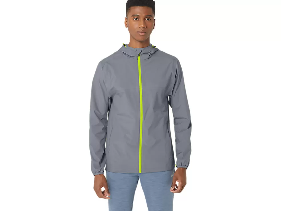 Clearance ASICS MEN WATERPROOF JACKET Sheet Rock/Lime Zest