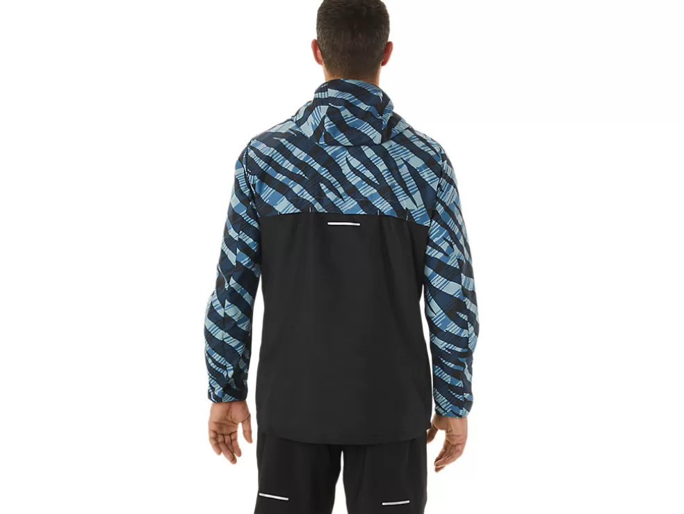 Clearance ASICS MEN WILD CAMO ANORAK Azure/Performance Black