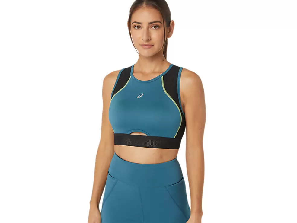 Best ASICS MESH PANEL TRAINING BRA Gloomy Sea