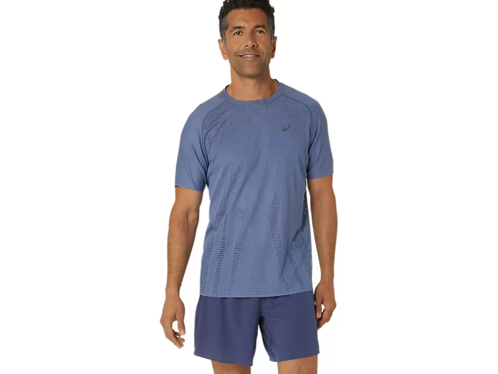 Outlet ASICS METARUN SHORT SLEEVE TOP Denim Blue