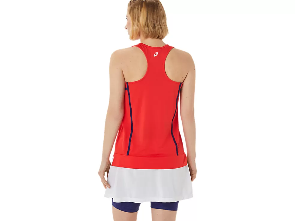 Discount ASICS NEW STRONG 92 TANK Red Alert/Dive Blue