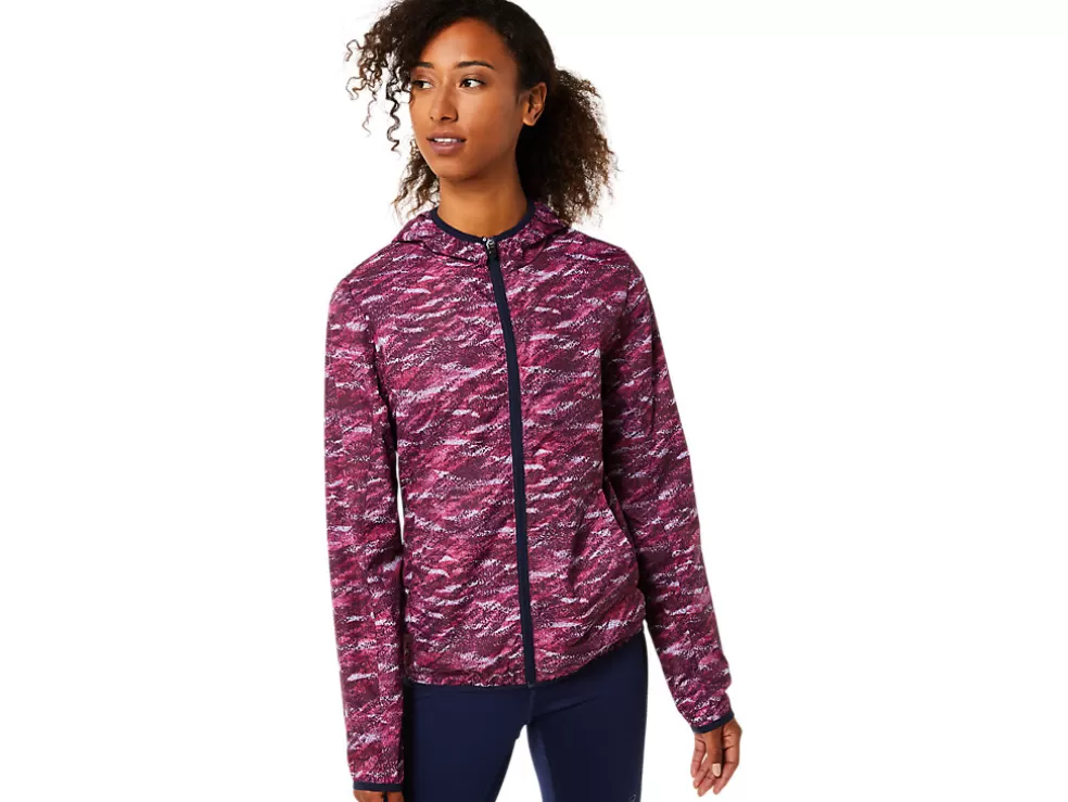 Fashion ASICS PACKABLE JACKET Deep Mars Print/Peacoat