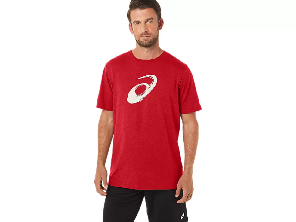 Shop ASICS PAINTBRUSH SHORT SLEEVE TEE Classic Red Heather