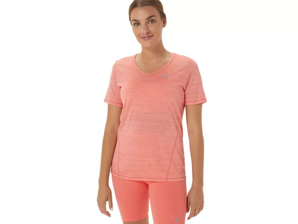 Outlet ASICS RACE V-NECK SHORT SLEEVE TOP Papaya/Guava