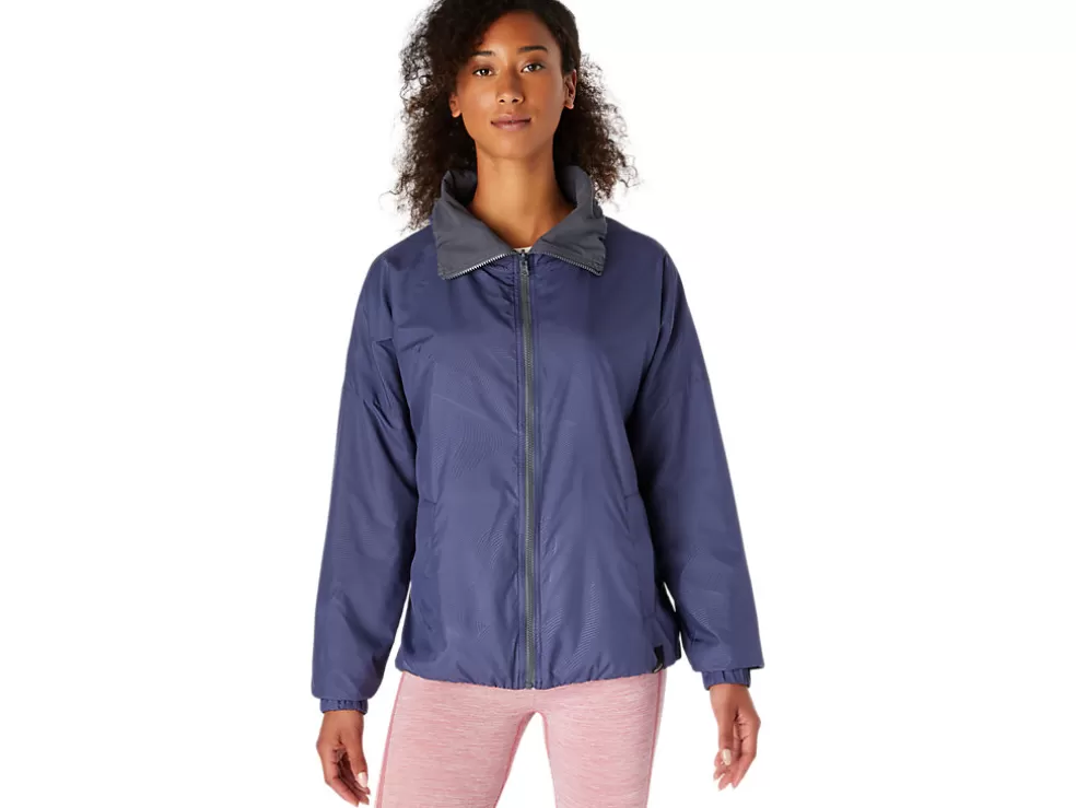 Shop ASICS REVERSIBLE JACKET Thunder Blue/Carrier Grey