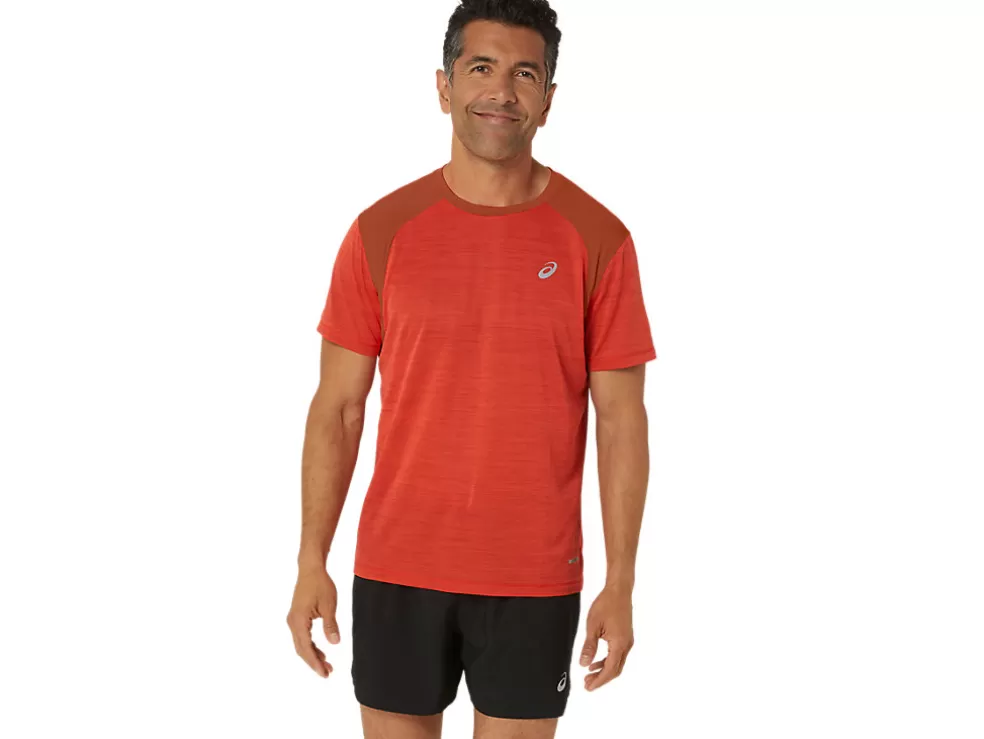 Hot ASICS ROAD SHORT SLEEVE TOP True Red/Spice Latte