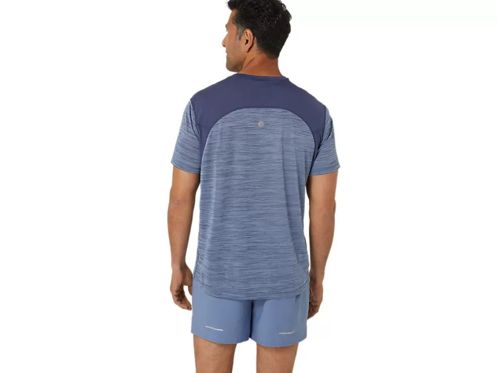 Clearance ASICS ROAD SHORT SLEEVE TOP Denim Blue/Thunder Blue