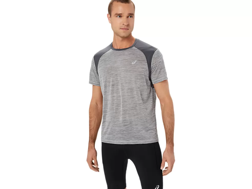 Best Sale ASICS ROAD SHORT SLEEVE TOP Piedmont Grey/Dark Grey