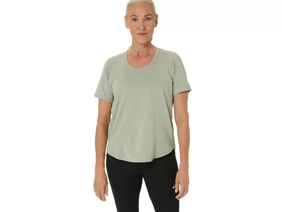 Best Sale ASICS ROAD V-NECK SHORT SLEEVE TOP Olive Grey