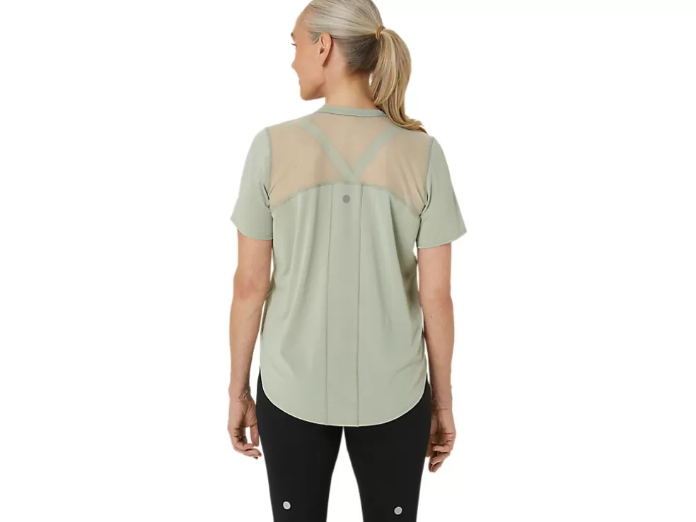 Best Sale ASICS ROAD V-NECK SHORT SLEEVE TOP Olive Grey