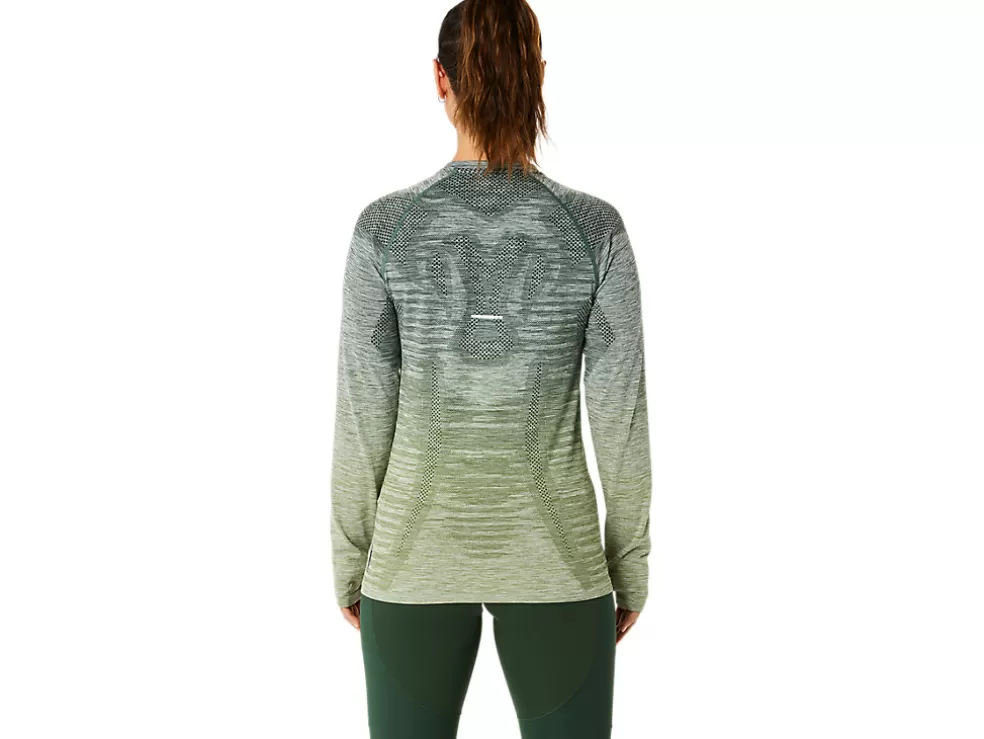 Fashion ASICS SEAMLESS LONG SLEEVE TOP Cedar Green/Rain Forest