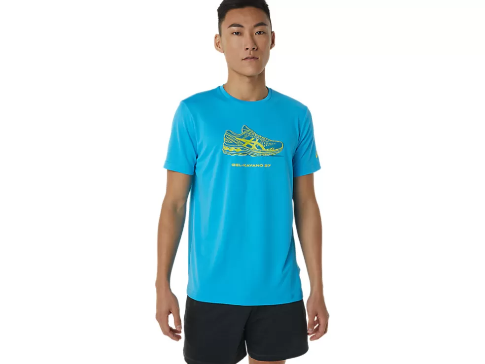 New ASICS SHOE GRAPHIC SHORT SLEEVE TEE Digital Aqua