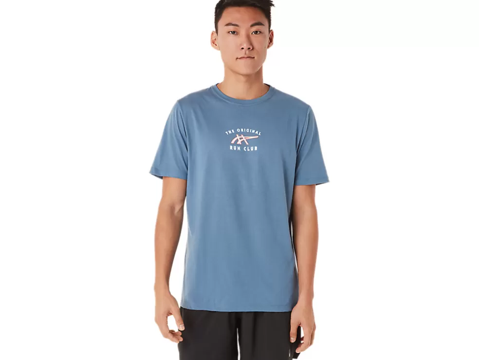 Fashion ASICS SHORT SLEEVE RUN CLUB TEE Storm Blue