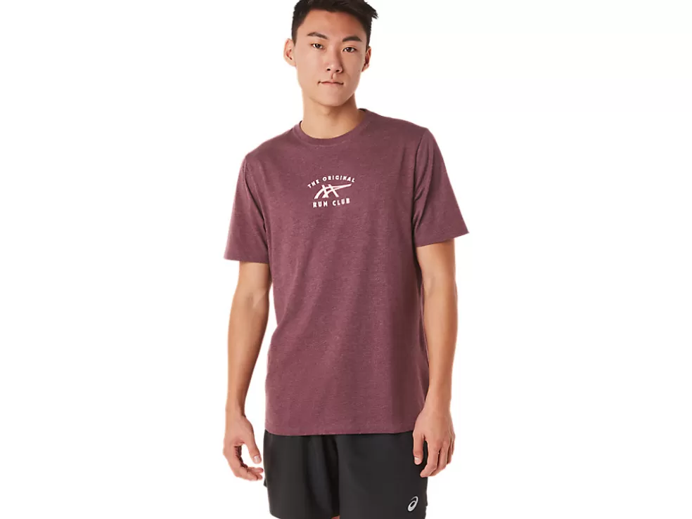 Fashion ASICS SHORT SLEEVE RUN CLUB TEE Deep Mars Heather