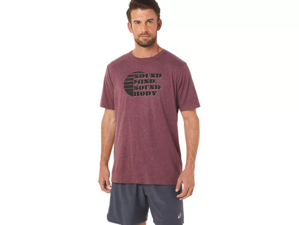 Online ASICS SHORT SLEEVE RISE SLOGAN TEE Deep Mars Heather