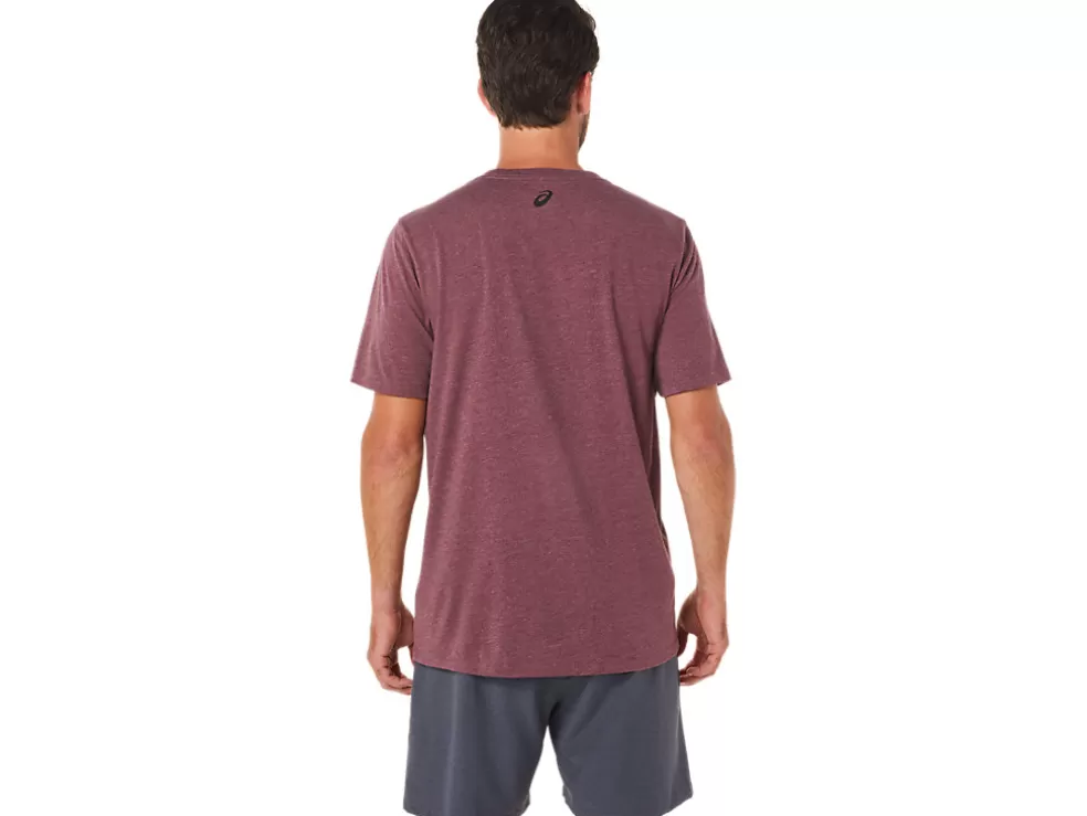 Online ASICS SHORT SLEEVE RISE SLOGAN TEE Deep Mars Heather