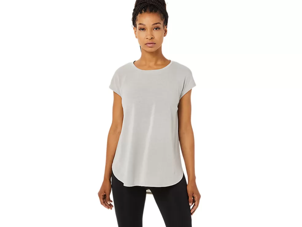 Cheap ASICS SLIT SHORT SLEEVE TOP Oyster Grey