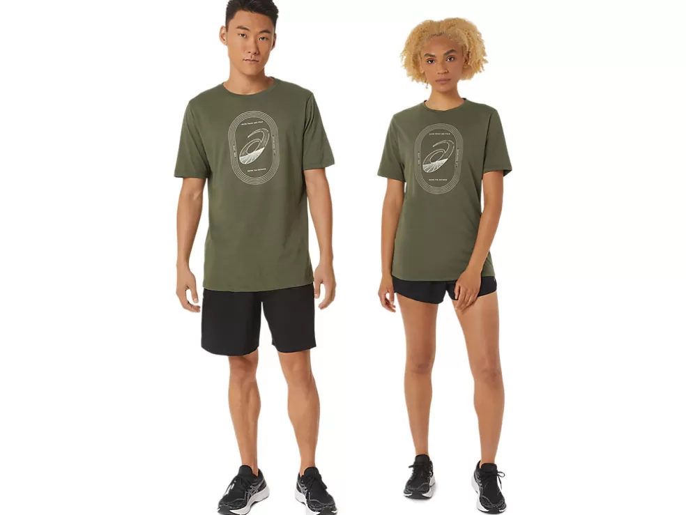 Fashion ASICS SPIRAL A TRACK AND FIELD TEE Olive Canvas