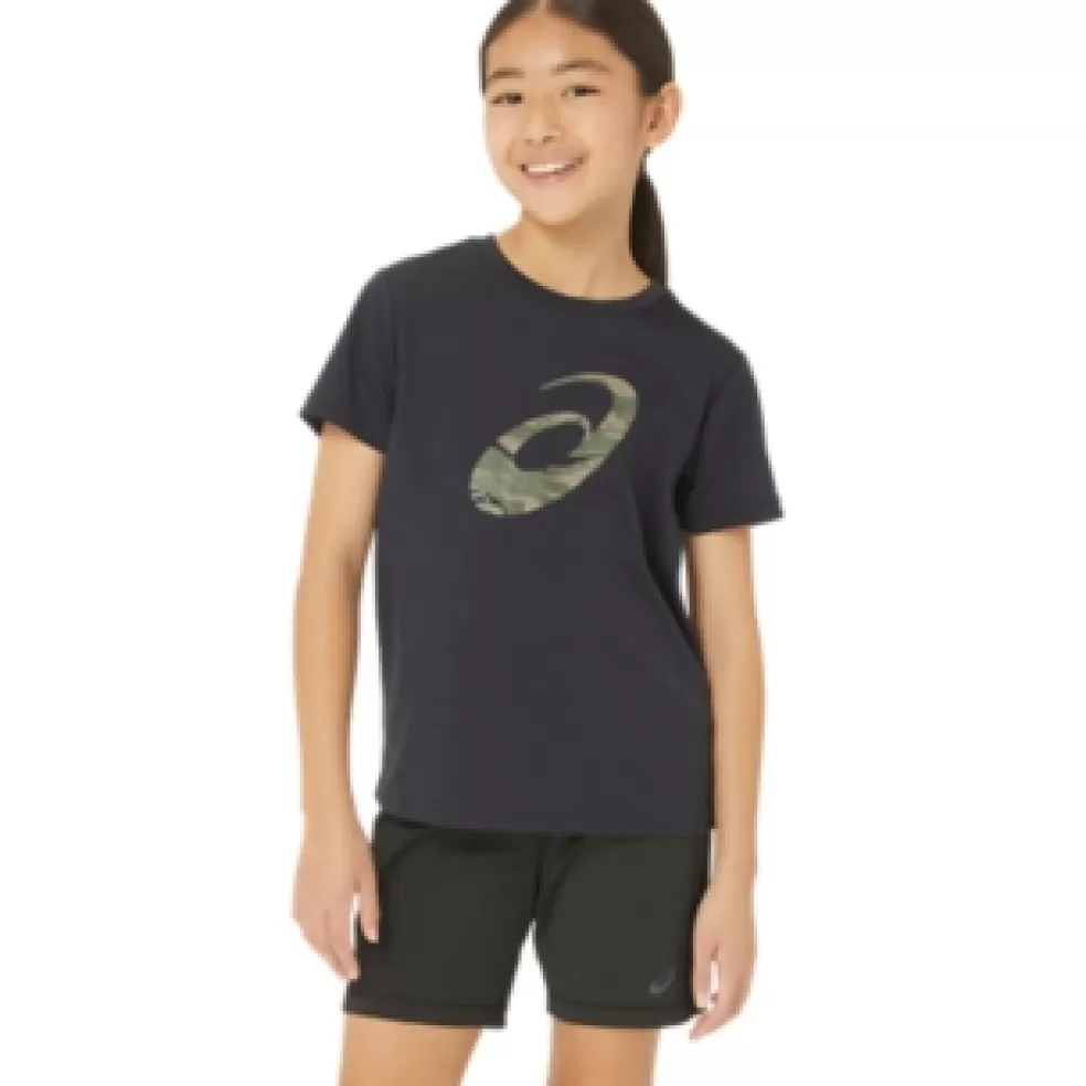 New ASICS SPIRAL GRAPHIC SHORT SLEEVE TEE Performance Black