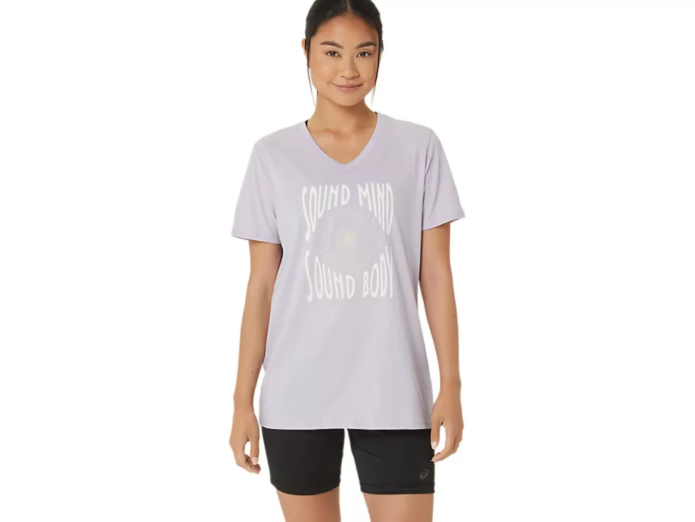 Hot ASICS SUNFLOWER SLOGAN V-NECK Dusk Violet