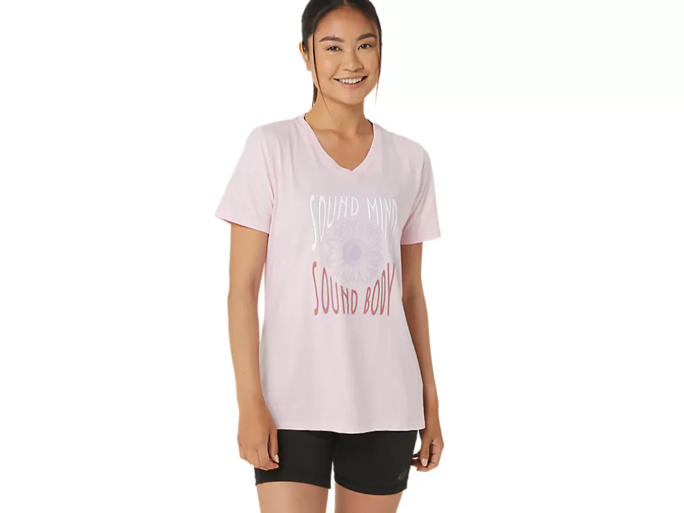 Cheap ASICS SUNFLOWER SLOGAN V-NECK Pink Salt