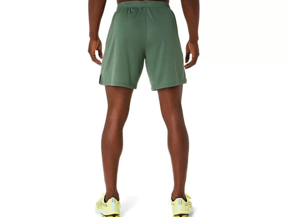 New ASICS VENTED MESH 7IN KNIT SHORTS Serpentine Green