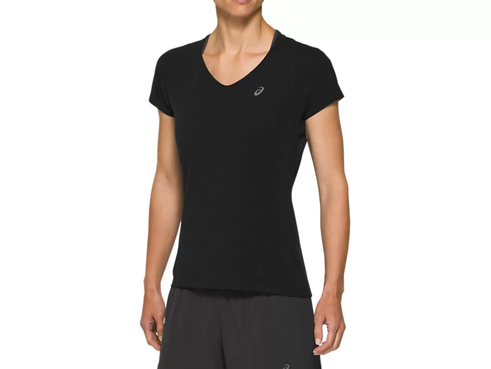 Cheap ASICS V-NECK SHORT SLEEVE TOP Performance Black