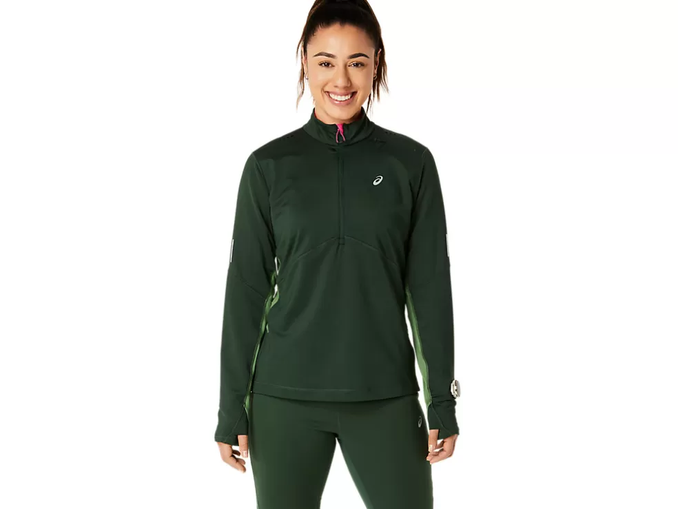 Cheap ASICS WINTER RUN 1/2 ZIP MID LAYER Rain Forest/Cedar Green