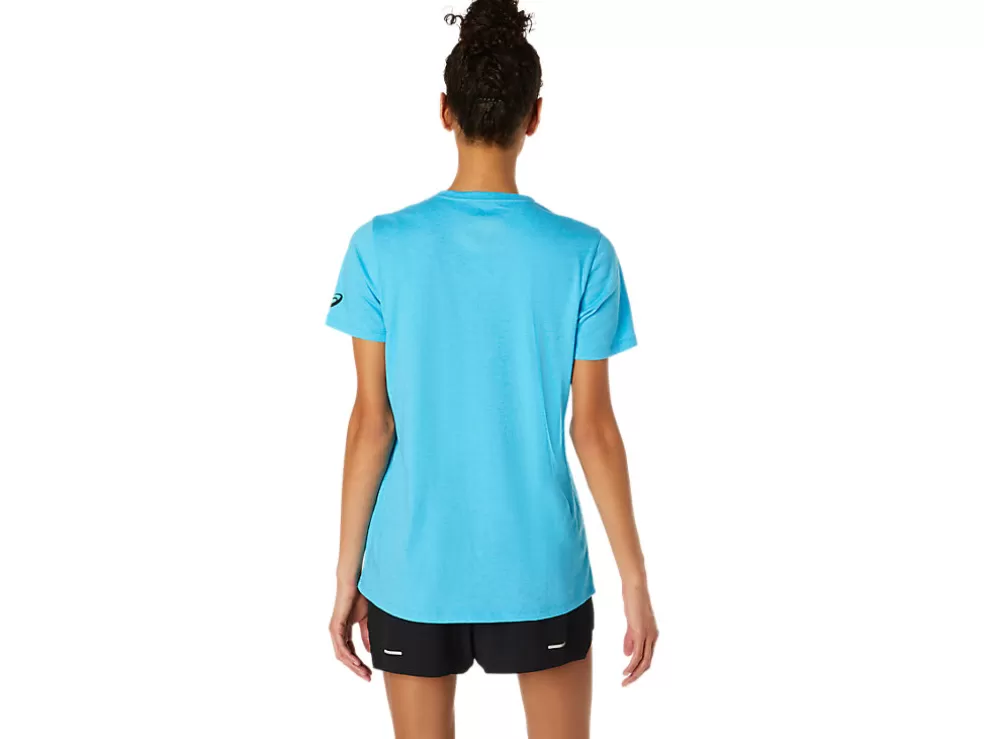 Clearance ASICS XG SHORT SLEEVE V-NECK Digital Aqua Heather