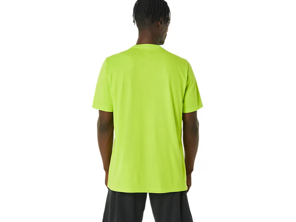 Outlet ASICS XG SHORT SLEEVE LOCKUP LOGO TEE Lime Zest