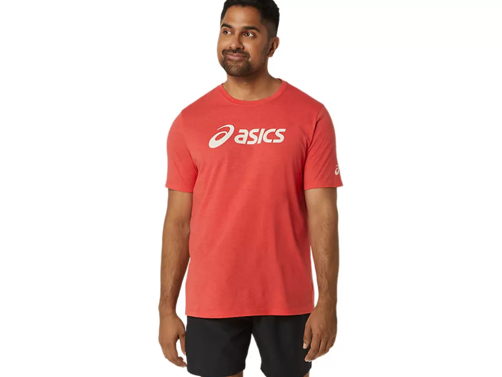 Flash Sale ASICS XG SHORT SLEEVE LOCKUP LOGO TEE Red Alert Heather