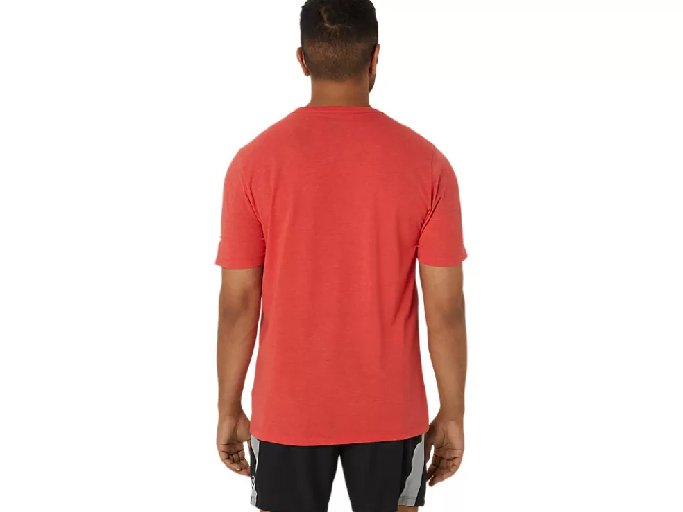 Flash Sale ASICS XG SHORT SLEEVE LOCKUP LOGO TEE Red Alert Heather