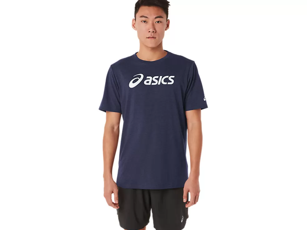 Best Sale ASICS XG SHORT SLEEVE LOCKUP LOGO TEE Peacoat Heather